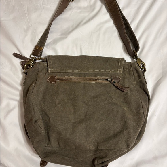 Myra Bag Canvas Leather Crossbody Messenger Vintage Military Style - Picture 4 of 7